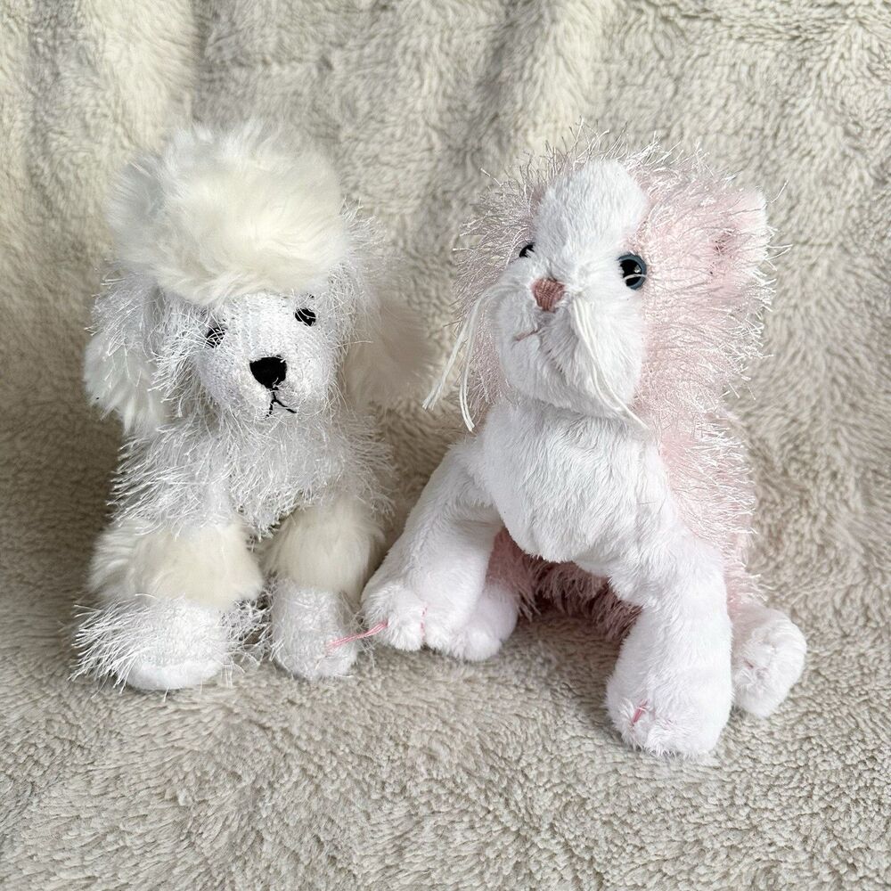 Ganz Webkinz Pink White Cat And Poodle No Code Stuffed Toy